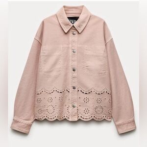 Zara Blush Eyelet Hem Cotton Jacket